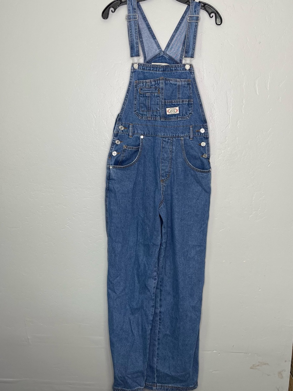 Lana Roux Denim Overalls Blue Wash Adjustable Straps Style LP7001 Size S